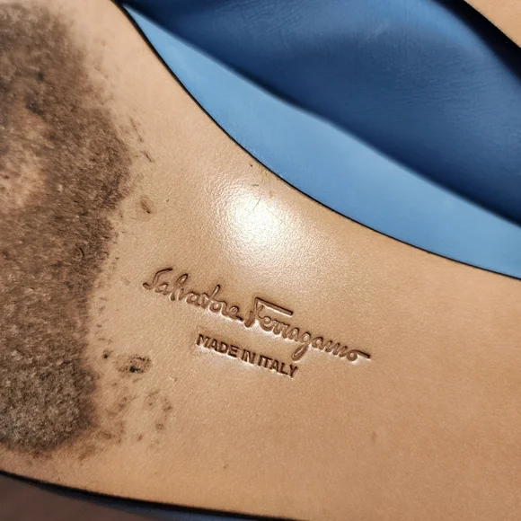 Salvatore Ferragamo Blue and Gray Flats with Pointed Toe Size 9.5 - Picture 9 of 9